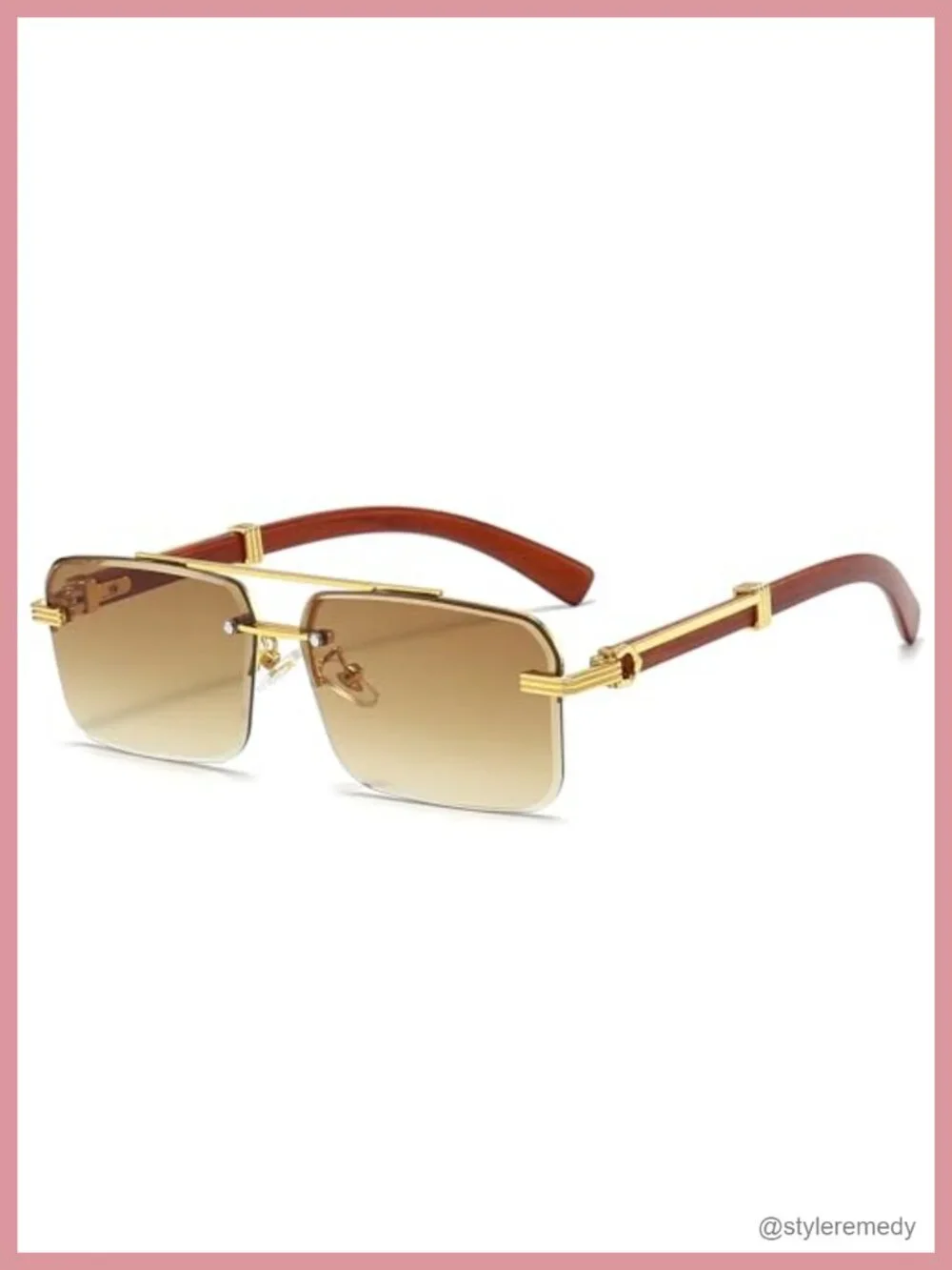 Fashion Rimless Rectangle Sunglasses UV 400 Protection Unisex